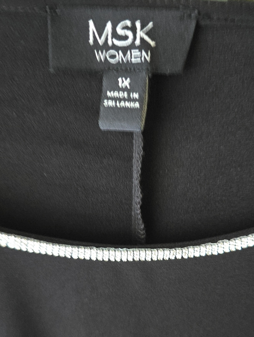 MSK Women Black Top with Rhinestone Trim